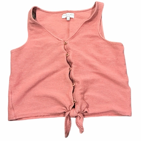 Madewell Texture & Thread Button-Front Tie Tank Top in Brick Dust Size Large - Picture 4 of 6